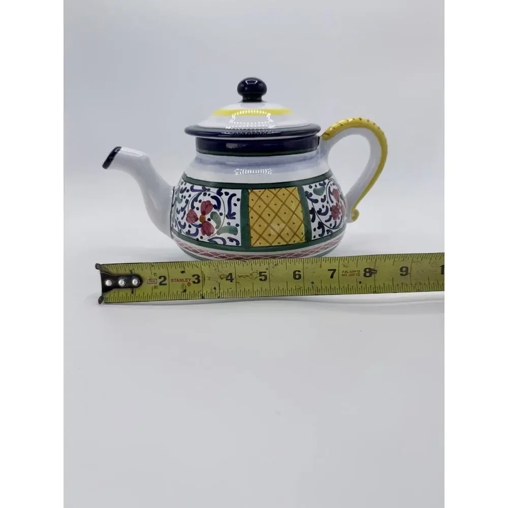 Il Girasole Made in Italy Hand Painted Ceramic Teapot Floral Folk Art